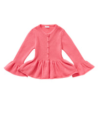 Pink wool cardigan with tulip sleeves