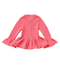 Pink wool cardigan with tulip sleeves