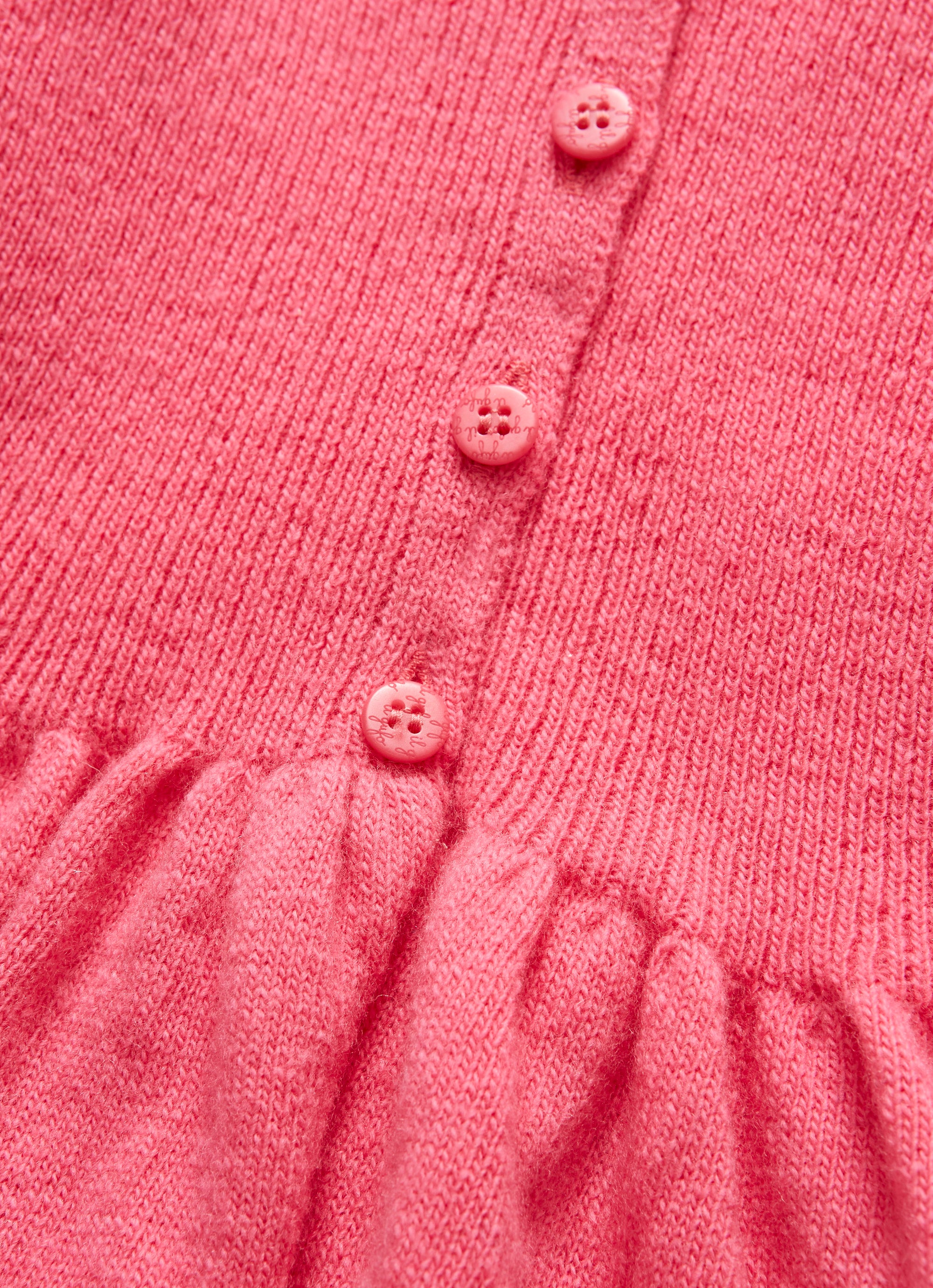Pink wool cardigan with tulip sleeves