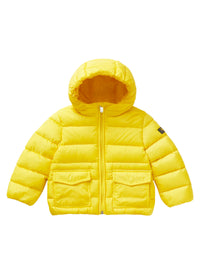 Short Yellow Down Jacket With Hood