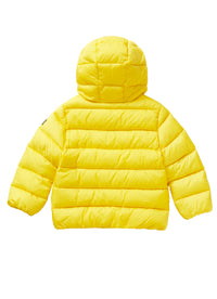 Short yellow down jacket with hood