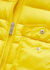 Short yellow down jacket with hood