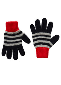Striped tricot gloves