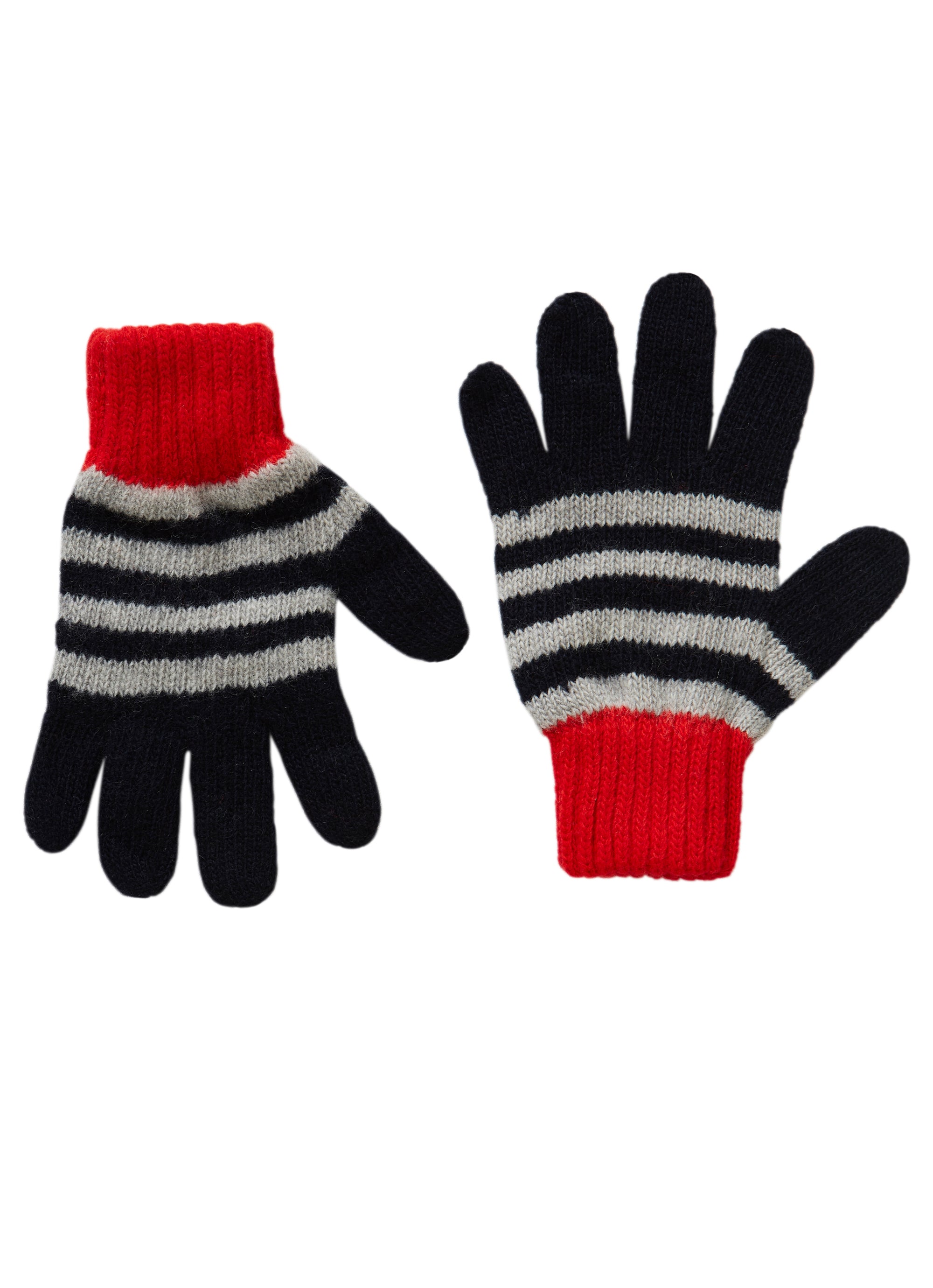 Striped tricot gloves