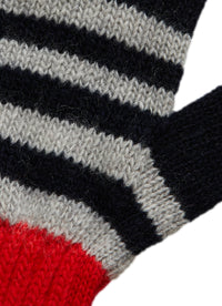 Striped tricot gloves