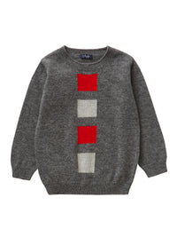 Grey sweater with geometric pattern