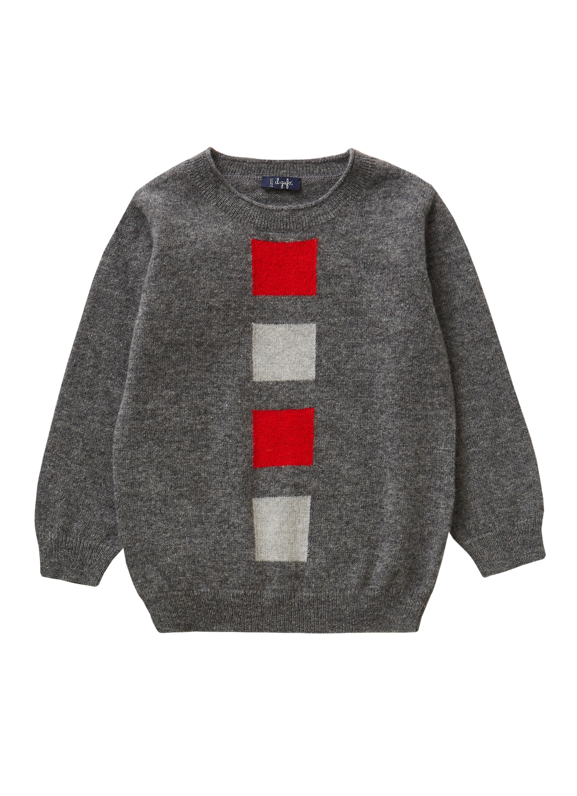 Grey sweater with geometric pattern