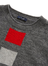 Grey sweater with geometric pattern