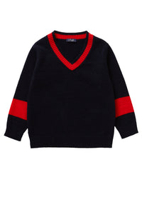 Wool V-neck colour block jumper