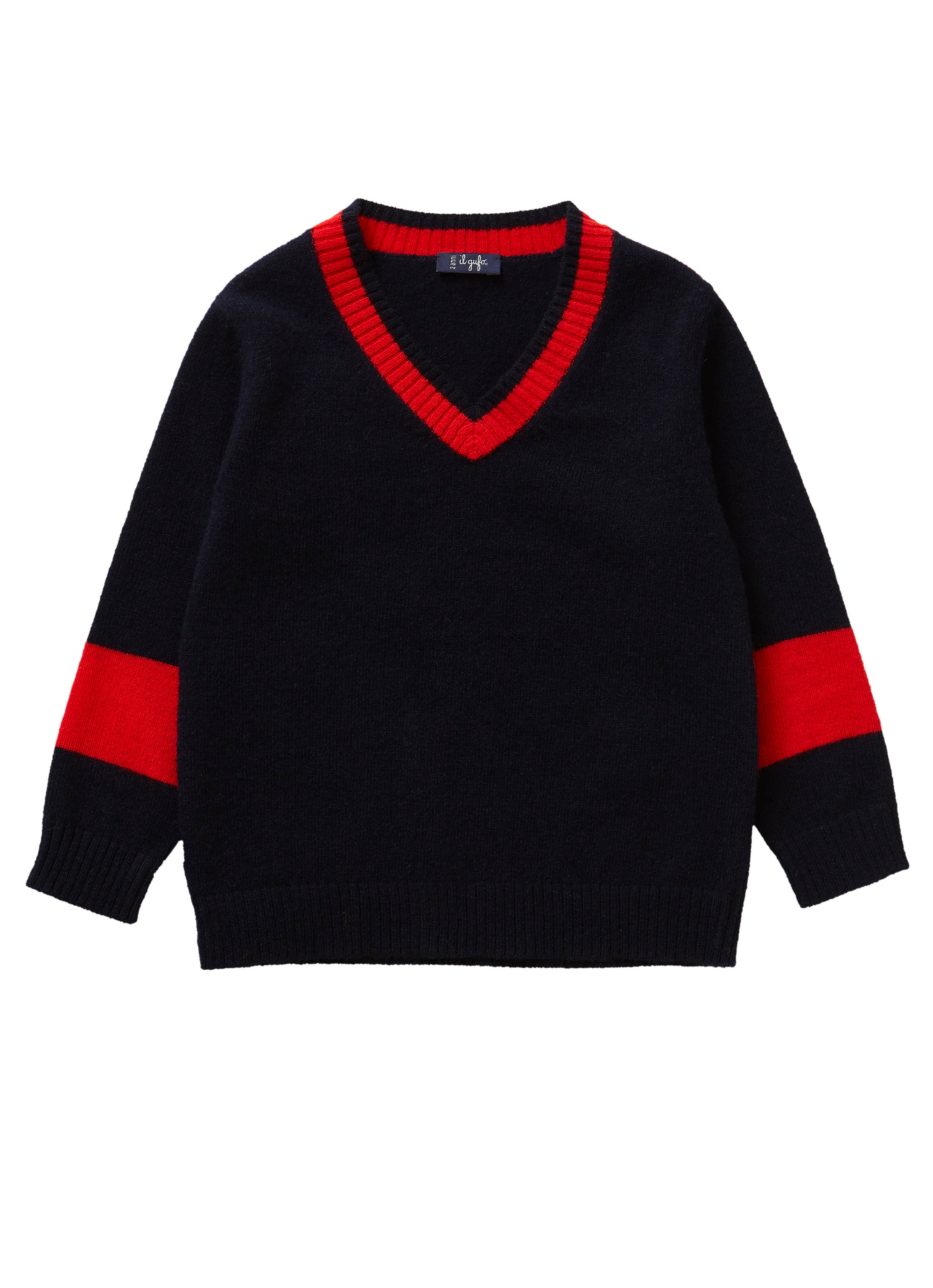 Wool V-neck colour block jumper