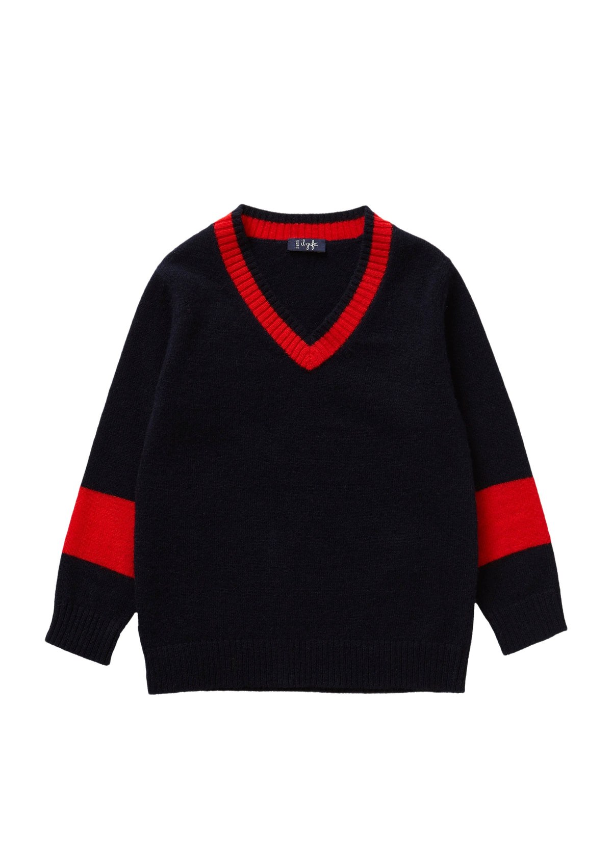 Wool V-Neck Colour Block Jumper
