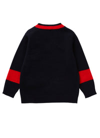 Wool V-neck colour block jumper