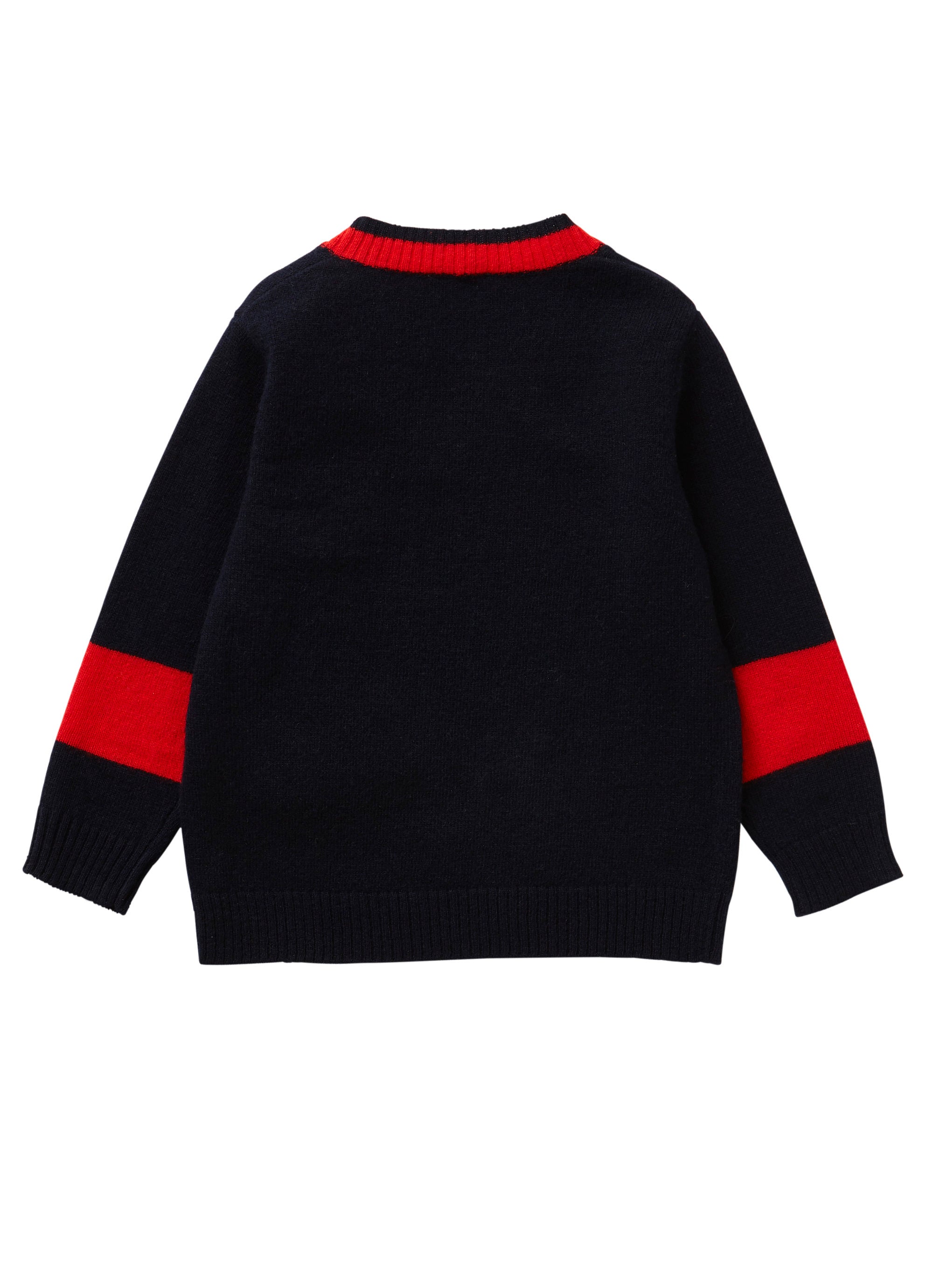 Wool V-neck colour block jumper