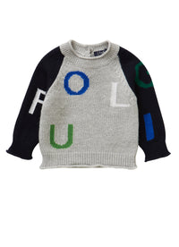 Grey cardigan with lettering