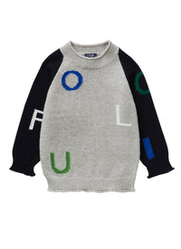 Grey cardigan with lettering