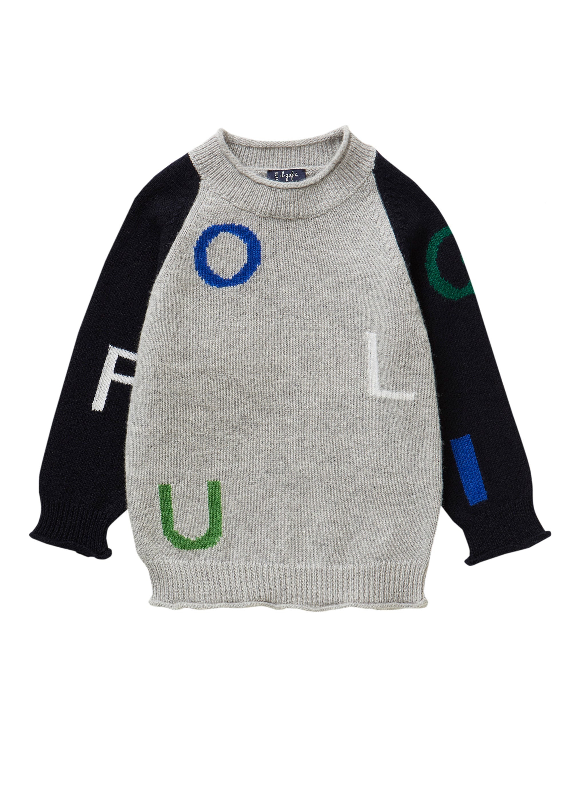 Grey cardigan with lettering