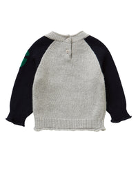 Grey cardigan with lettering