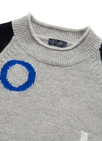 Grey cardigan with lettering