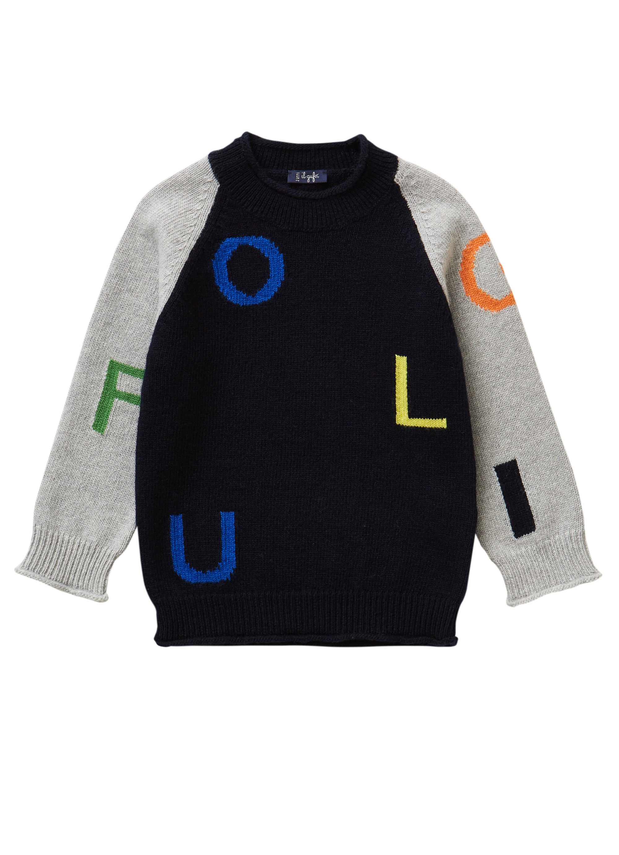 Crew neck cardigan with lettering