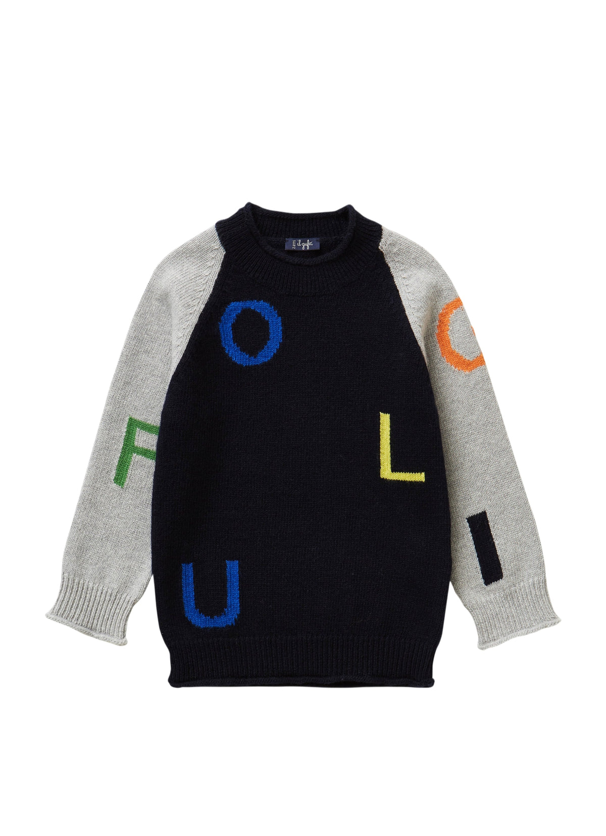 Crew Neck Cardigan With Lettering