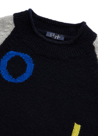 Crew neck cardigan with lettering
