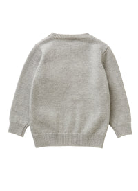 Grey tricot sweater with volcano