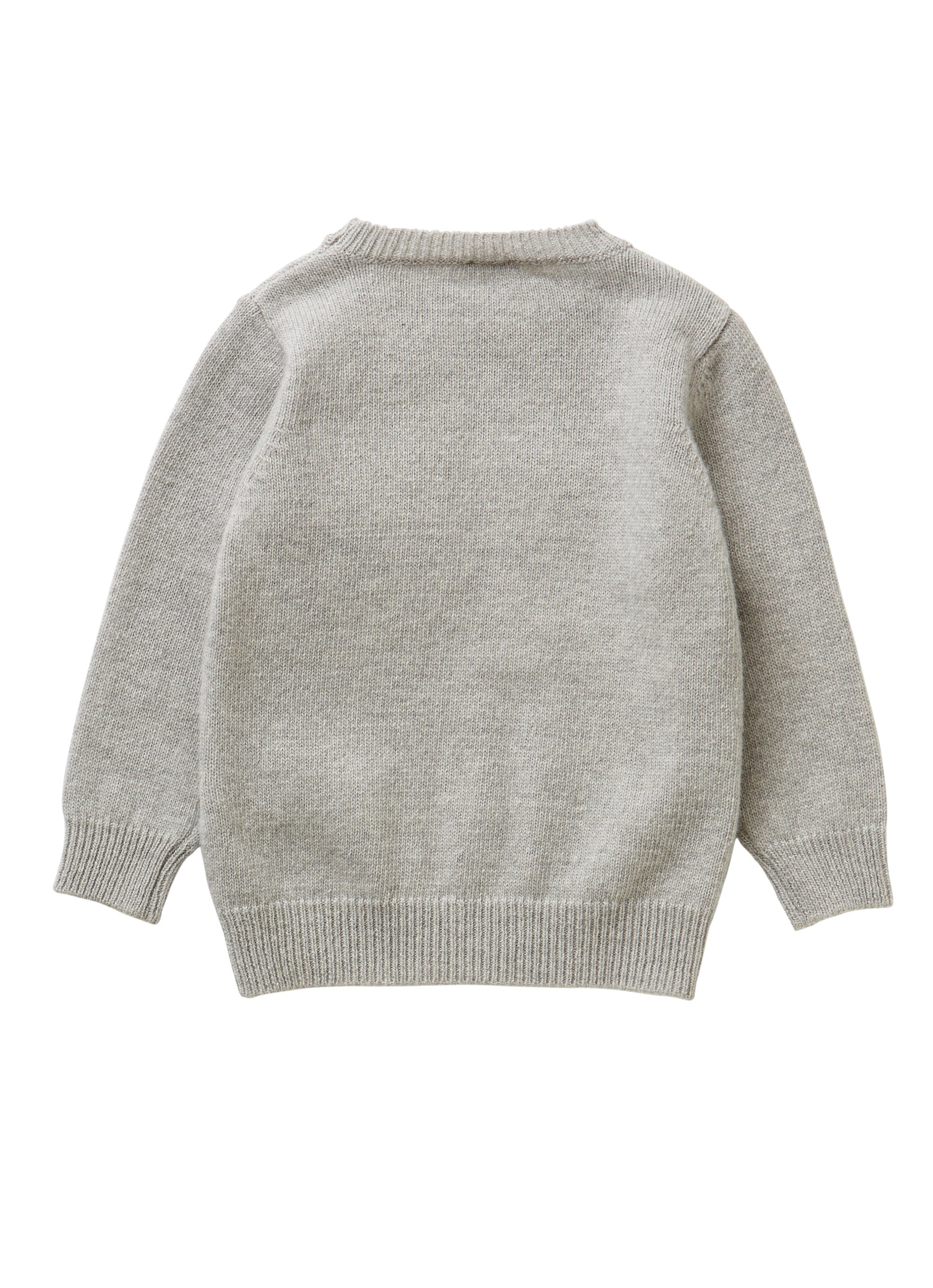 Grey tricot sweater with volcano