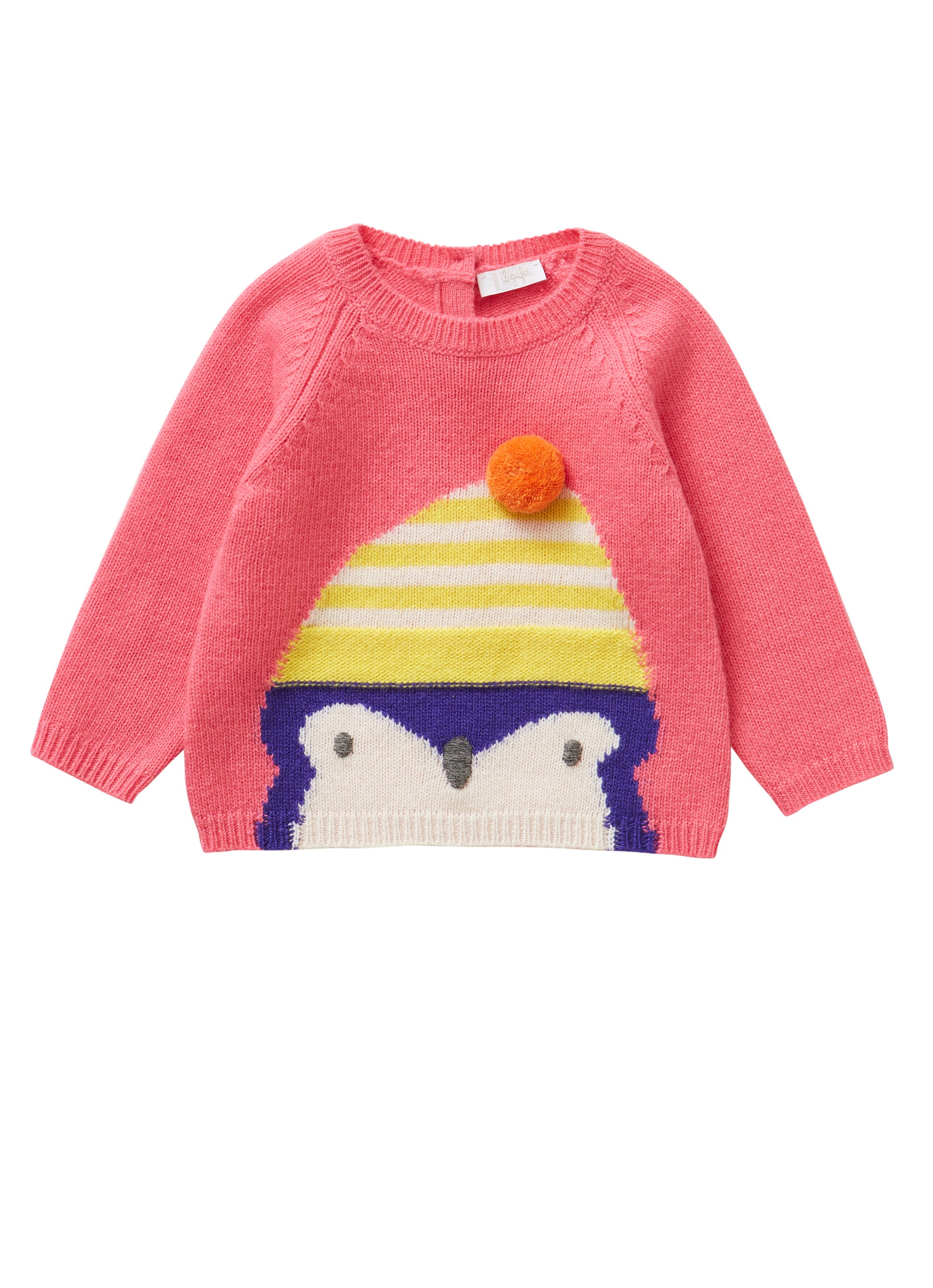 Shocking pink little sweater with penguin