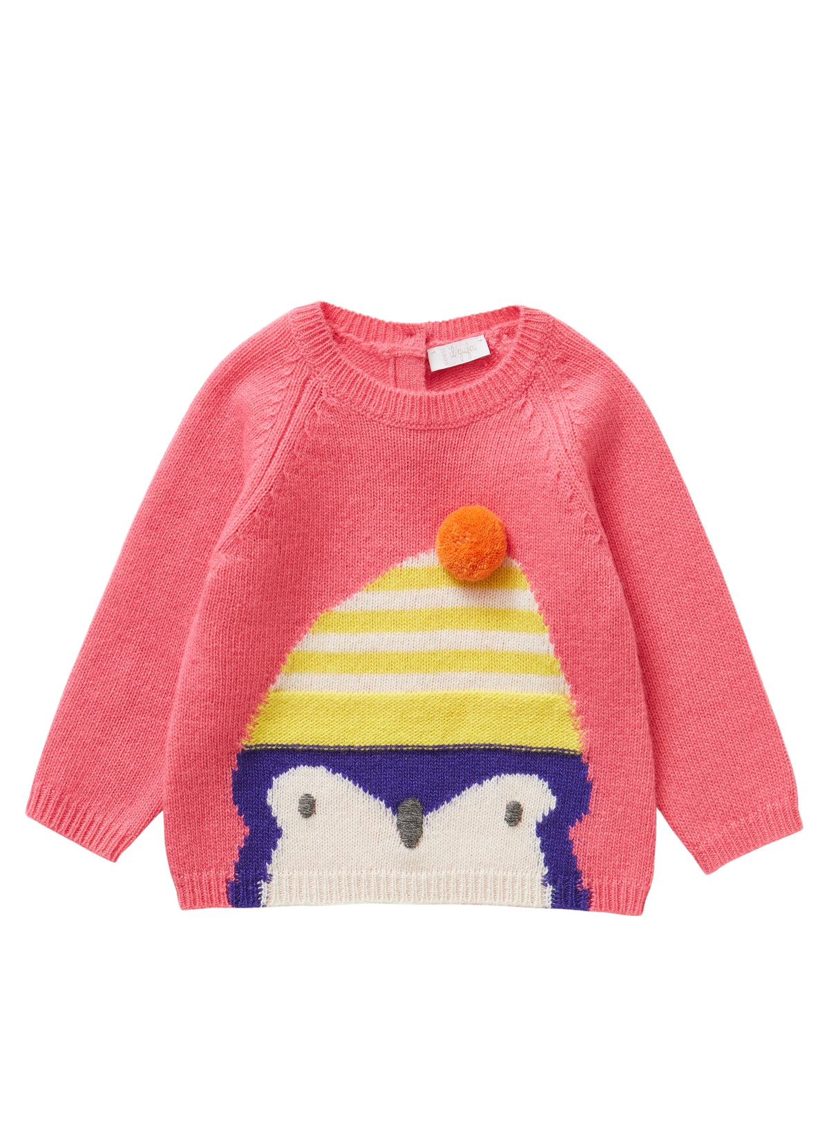 Shocking Pink Little Sweater With Penguin