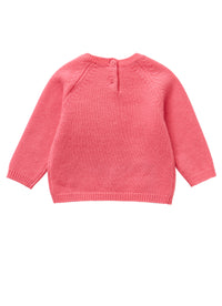 Shocking pink little sweater with penguin