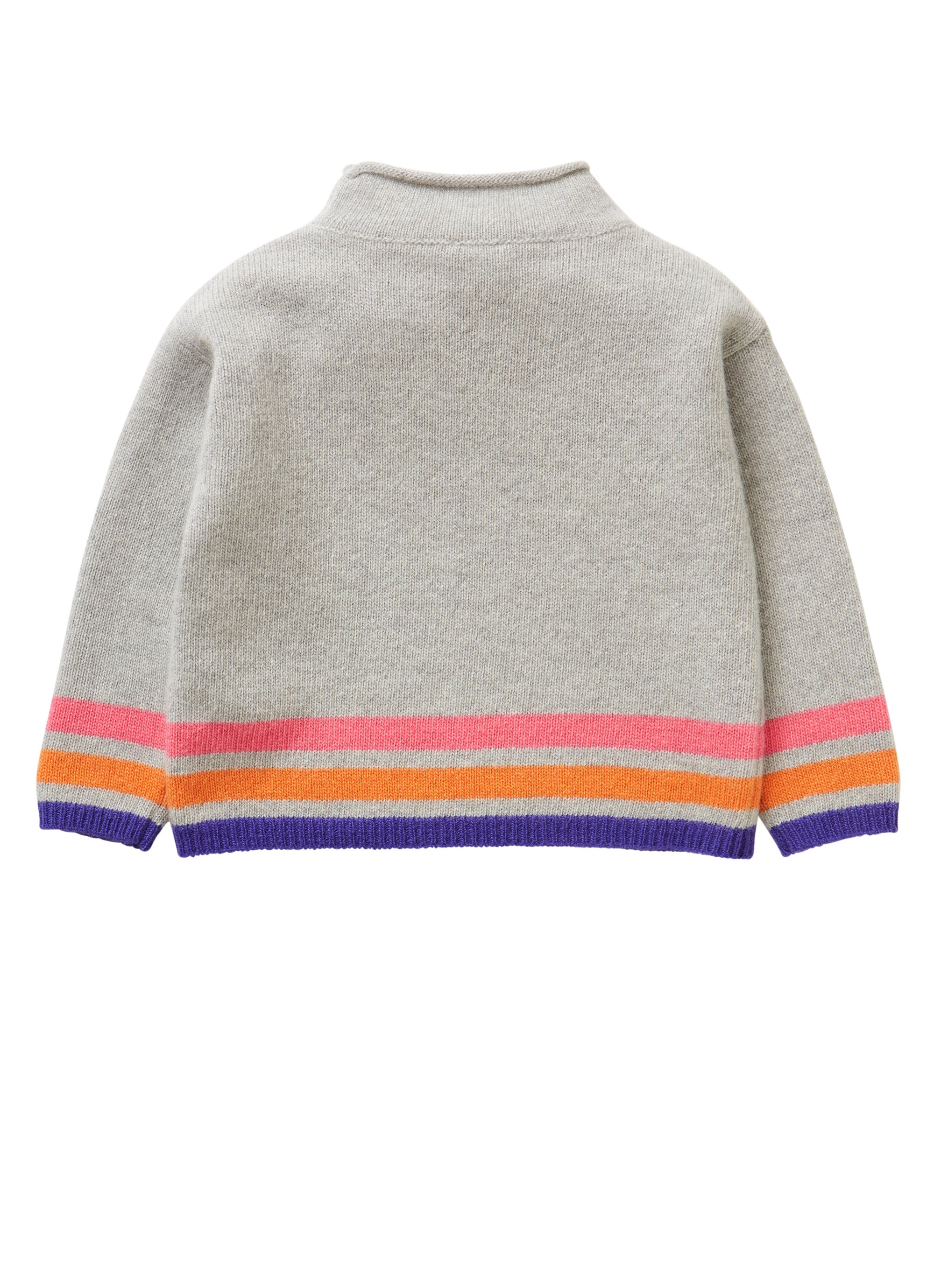 Grey sweater with pom-poms