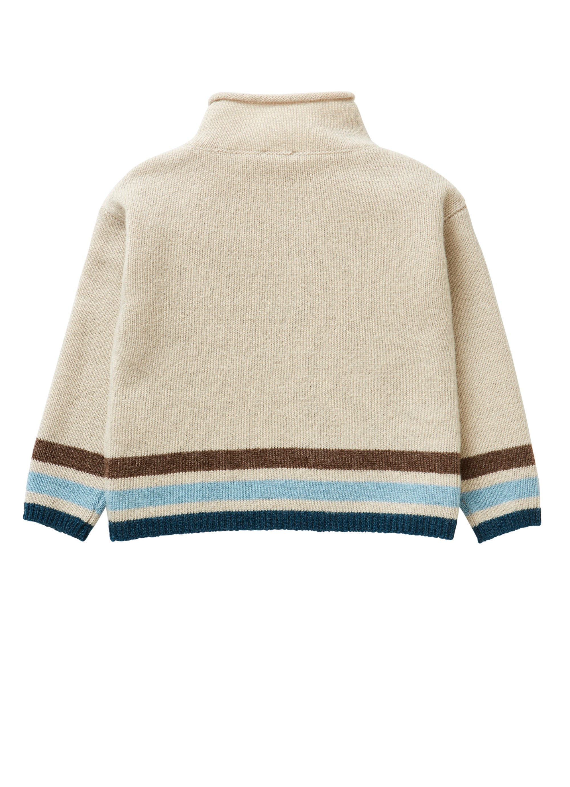 Beige little sweater with pom poms
