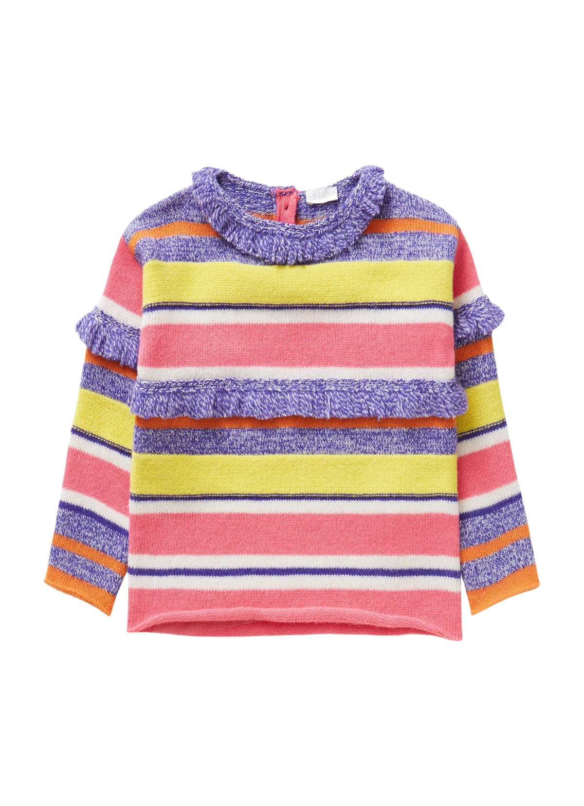 Multicoloured Pullover With Fringe Feature