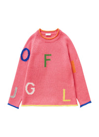 Shocking Pink Sweater With Lettering