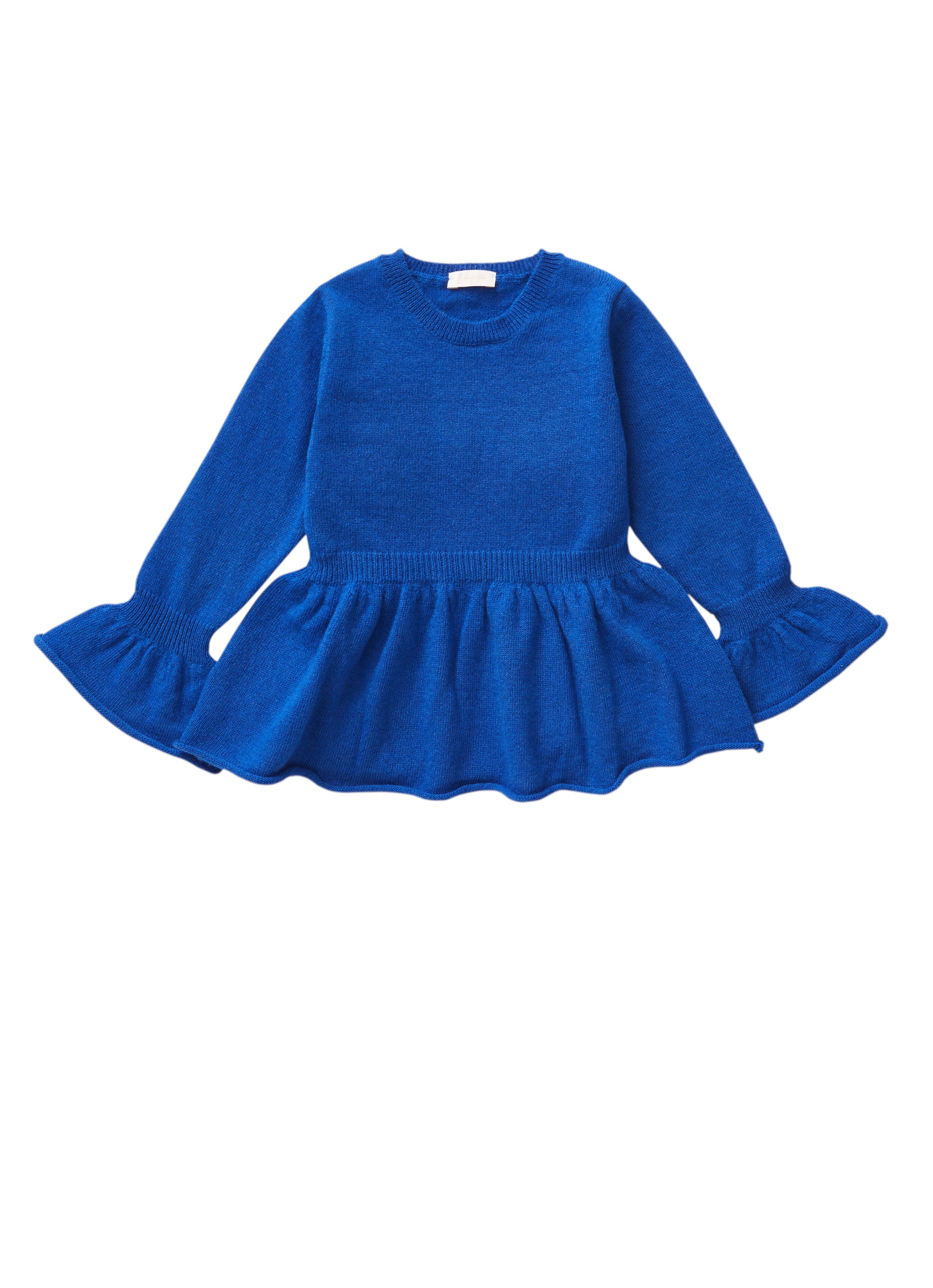 Royal blue cardigan with ruffles