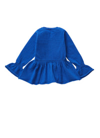 Royal blue cardigan with ruffles