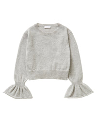 Crop tricot jumper with tulip sleeves