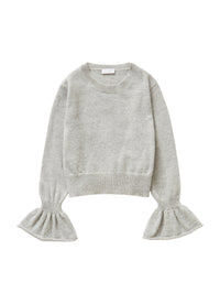 Crop Tricot Jumper With Tulip Sleeves