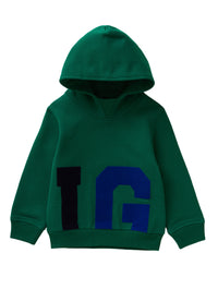 Sweatshirt with hood and lettering motif