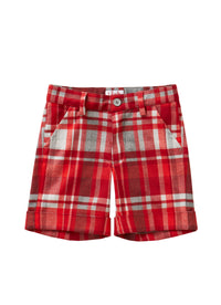 Red check technowool bermuda shorts