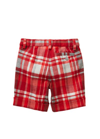 Red check technowool bermuda shorts