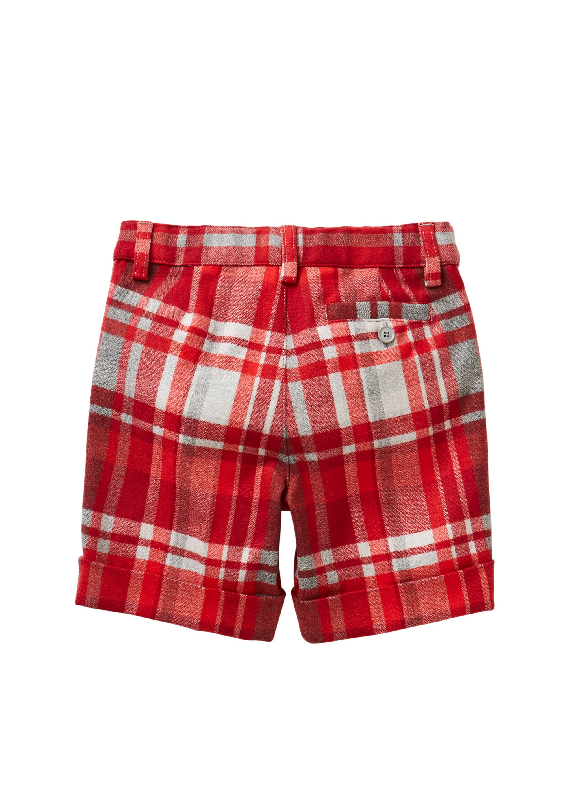 Red check technowool bermuda shorts