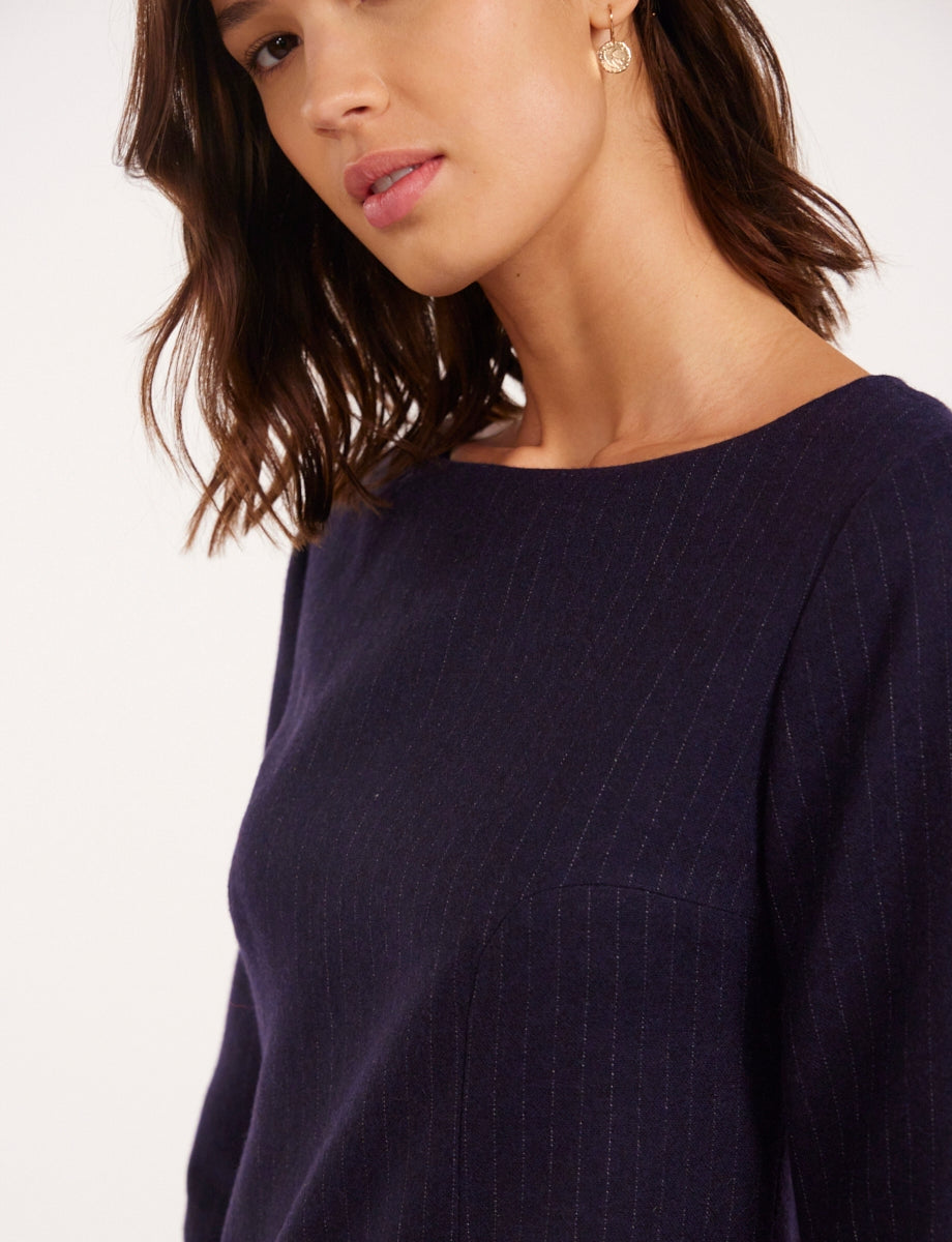 1qty RELIQUAT 90€ 0%  / Robe droite Justine en laine - Navy Blue