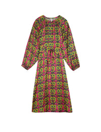 3qty RELIQUAT 150€ 0%  / Robe Flora à manches ballons en soie - Mascarade Green