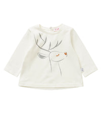 White t-shirt with bronze deer motif