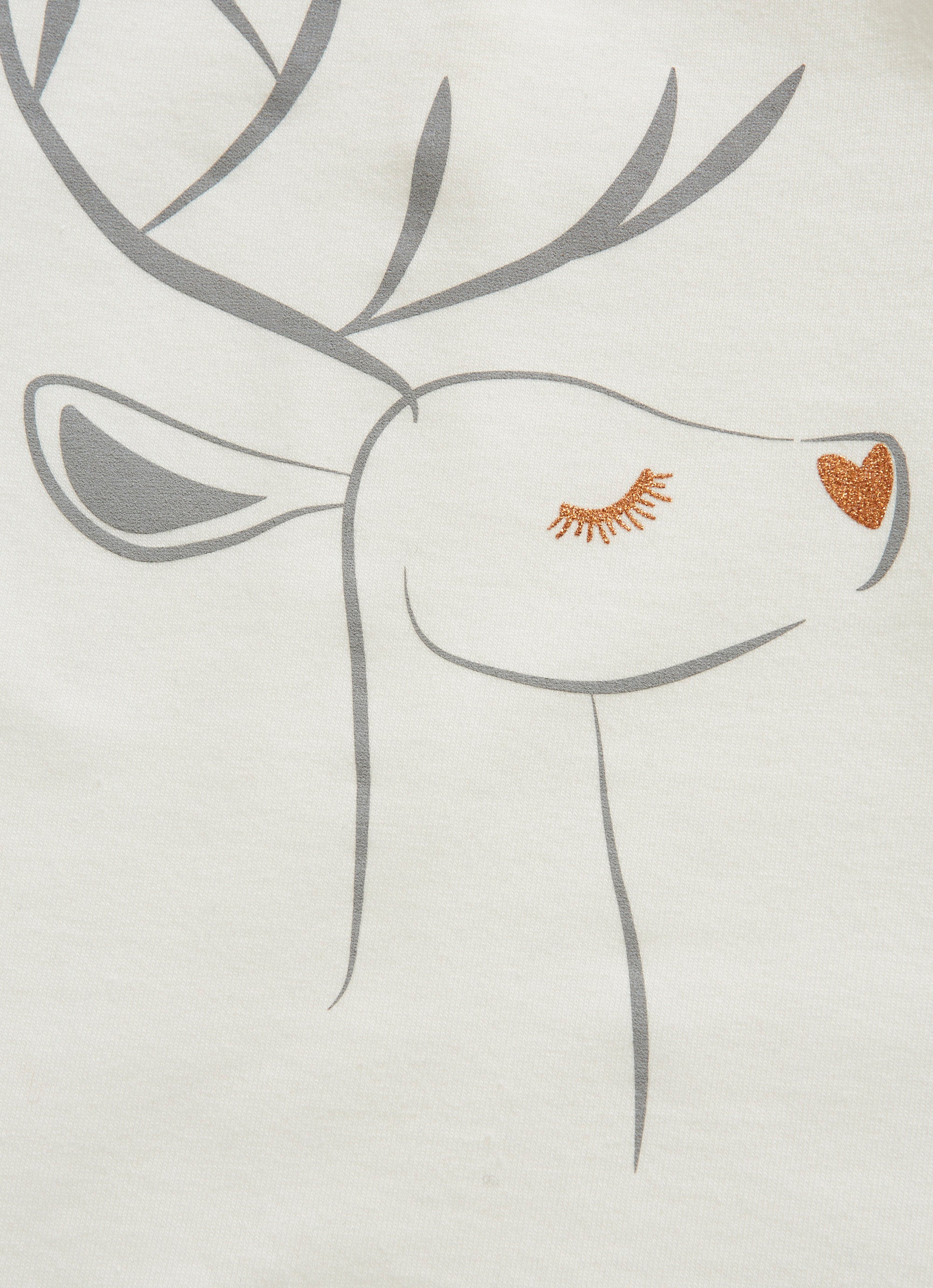 White t-shirt with bronze deer motif