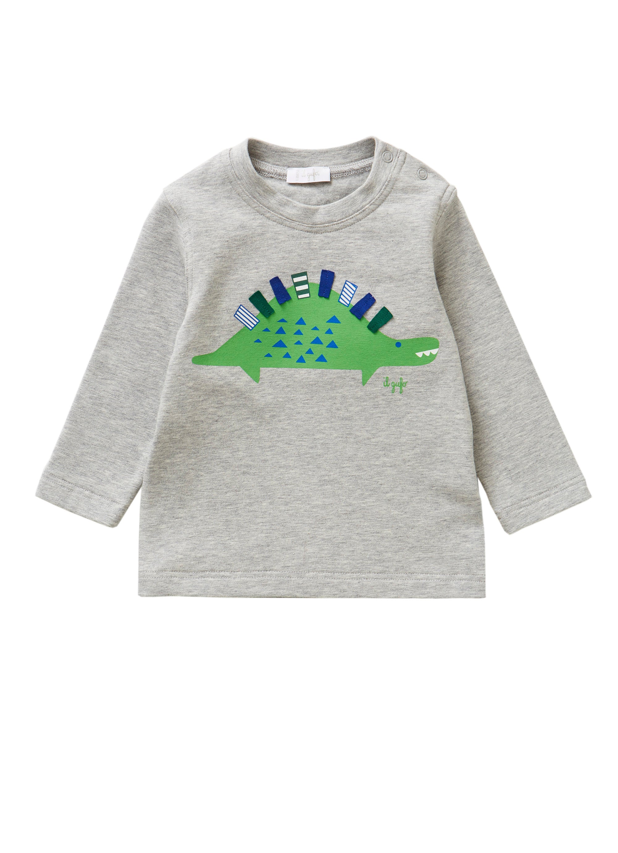 T-shirt with printed green dinosaur motif