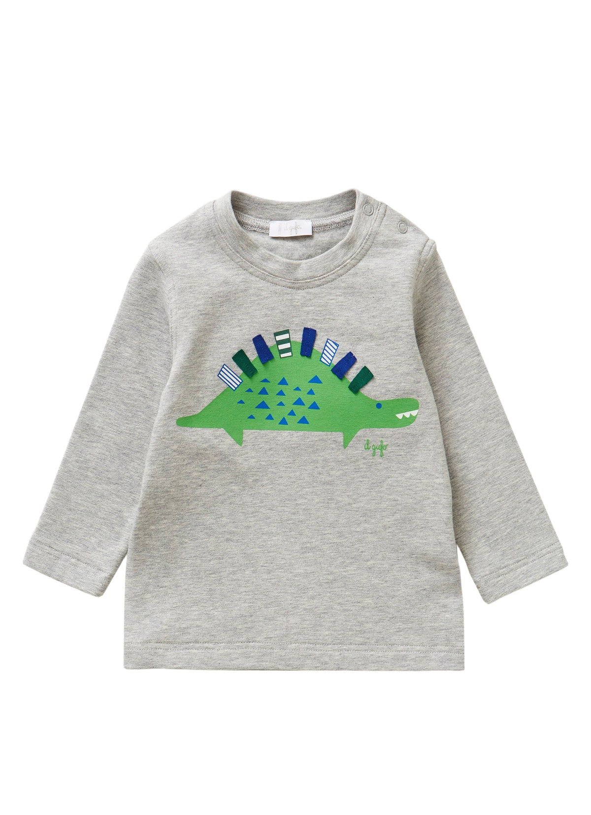 T-Shirt With Printed Green Dinosaur Motif