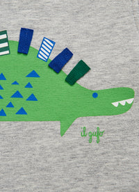 T-shirt with printed green dinosaur motif