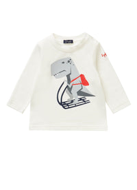 T-shirt with dinosaur on a sledge